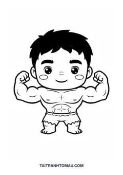 Tranh tô màu Siêu Nhân chibi cute Hulk chibi tí hon