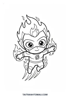 Tranh tô màu người lửa chibi