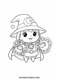 Tranh tô màu phù thủy tối thượng chibi