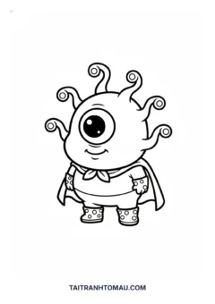 Tranh tô màu quái vật chibi