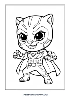 Tranh tô màu Siêu Nhân chibi cute siêu nhân Báo Đen chibi