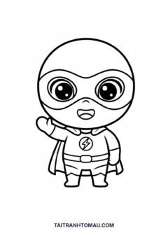 Tranh tô màu Siêu Nhân siêu nhân chibi dễ thương