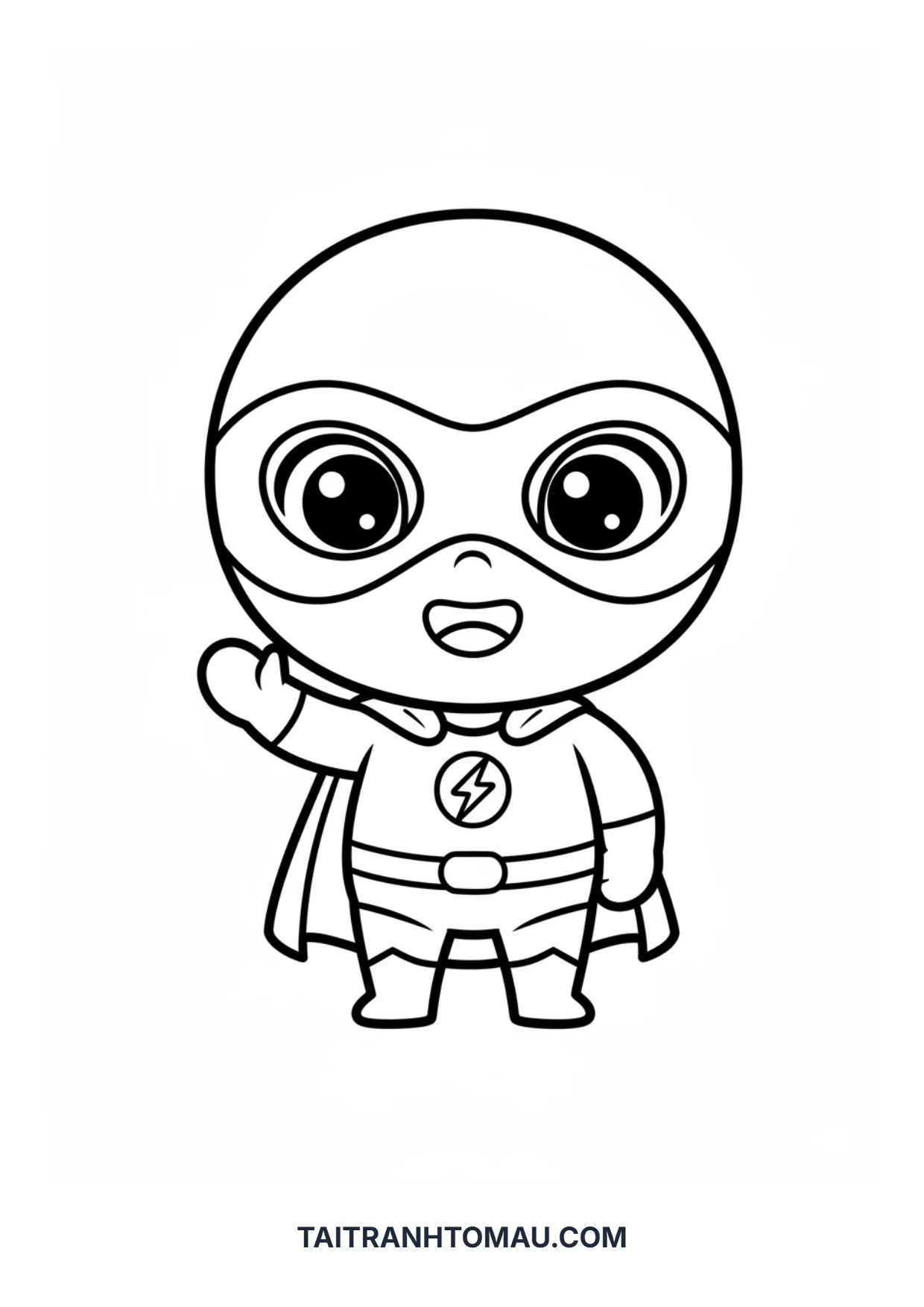 Siêu nhân chibi dễ thương vẫy tay Tranh tô màu siêu nhân chibi
