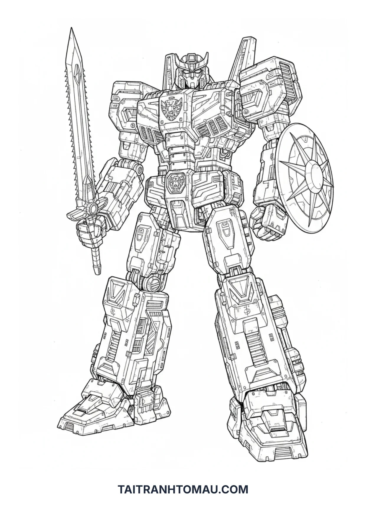 Mighty giant super robot coloring page