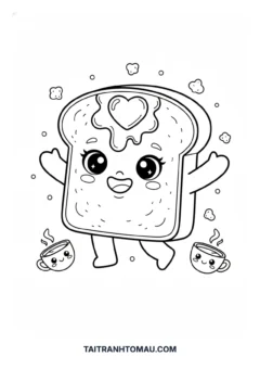 Tranh tô màu bánh mì nướng