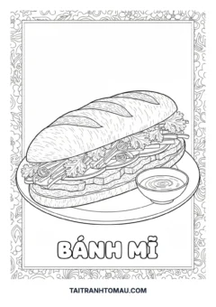 Tranh tô màu Bánh mì Việt Nam