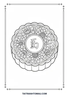 Tranh tô màu Trung thu đẹp nhất bánh nướng trung thu