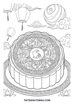 Tranh tô màu bánh Trung thu