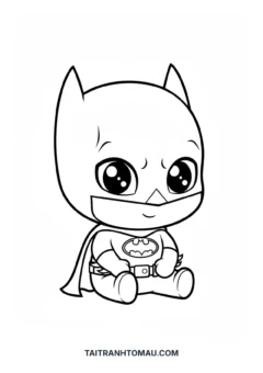Tranh tô màu Người Dơi Batman Batman chibi tai dơi