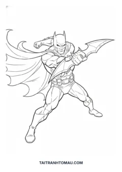 Tranh tô màu Người Dơi Batman Batman phóng phi tiêu dơi