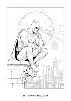Tranh tô màu Batman suy tư