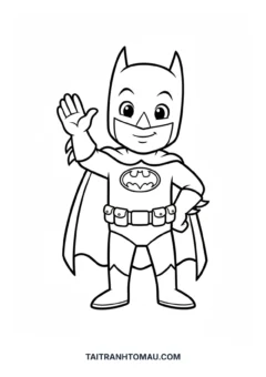 Tranh tô màu Batman vẫy tay