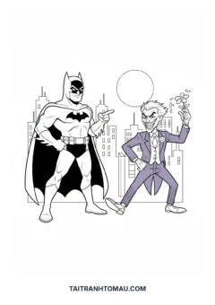 Tranh tô màu Người Dơi Batman Batman đối đầu Joker