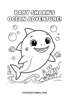 Tranh tô màu cá mập baby shark