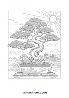 Tranh tô màu cây Bonsai