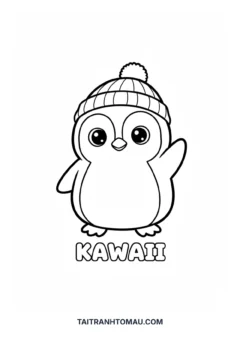 Tranh tô màu chim cánh cụt cute chim cánh cụt chibi
