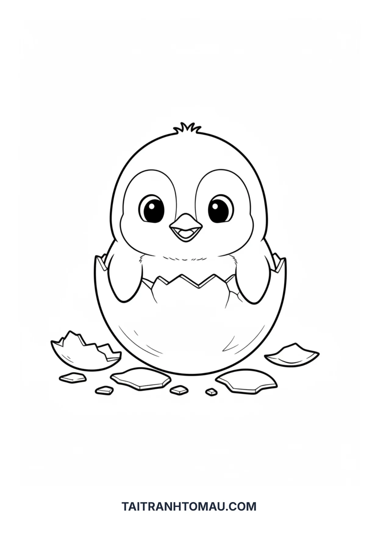 100+ Cute Penguin Coloring Pages for Kids (Free A4 Printable) 2 Coloring page of a baby penguin hatching from an egg
