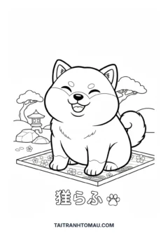 Tranh tô màu chó Shiba Inu
