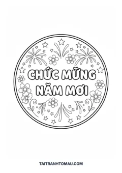 Tranh tô màu chữ Chúc Mừng Năm Mới