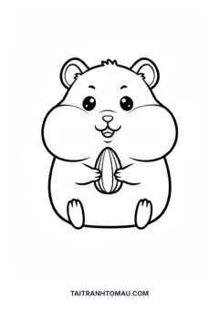 Tranh Tô Màu Động Vật Nét To, chuột hamster má phính.