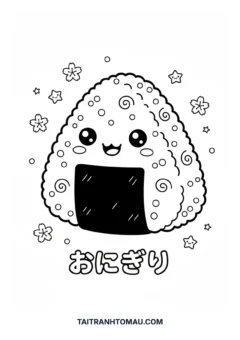 Tranh tô màu cơm nắm Onigiri