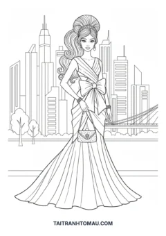 Tranh tô màu công chúa đẹp nhất búp bê Barbie xinh đẹp