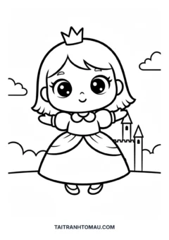 Tranh tô màu công chúa công chúa chibi