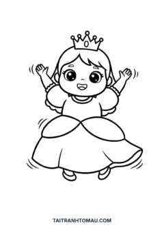 Tranh tô màu công chúa Chibi đang múa