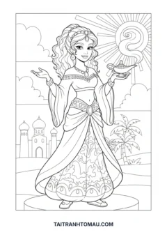 Tranh tô màu công chúa jasmine