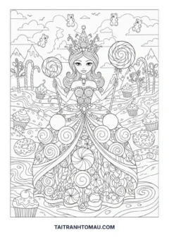 Tranh tô màu công chúa kẹo ngọt
