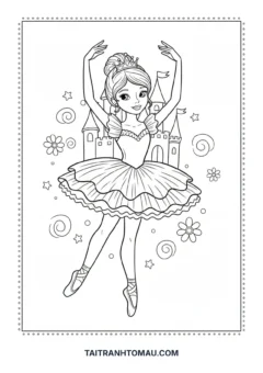 Tranh tô màu công chúa múa ballet