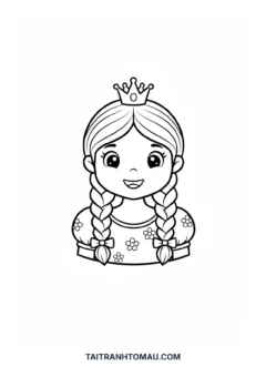 Tranh tô màu công chúa thắt bím tóc