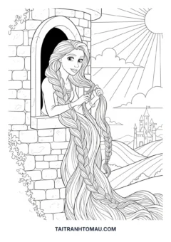 Tranh tô màu công chúa và hoàng tử đẹp như cổ tích Rapunzel