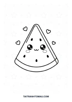 Tranh tô màu trái cây miếng dưa hấu cute