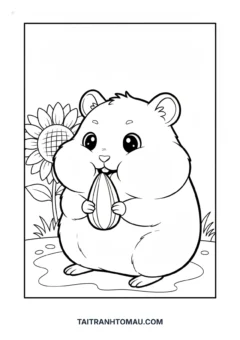 Tranh tô màu chuột hamster cute