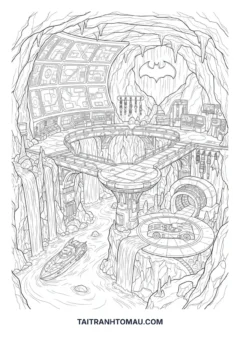 Tranh tô màu hang động Batcave