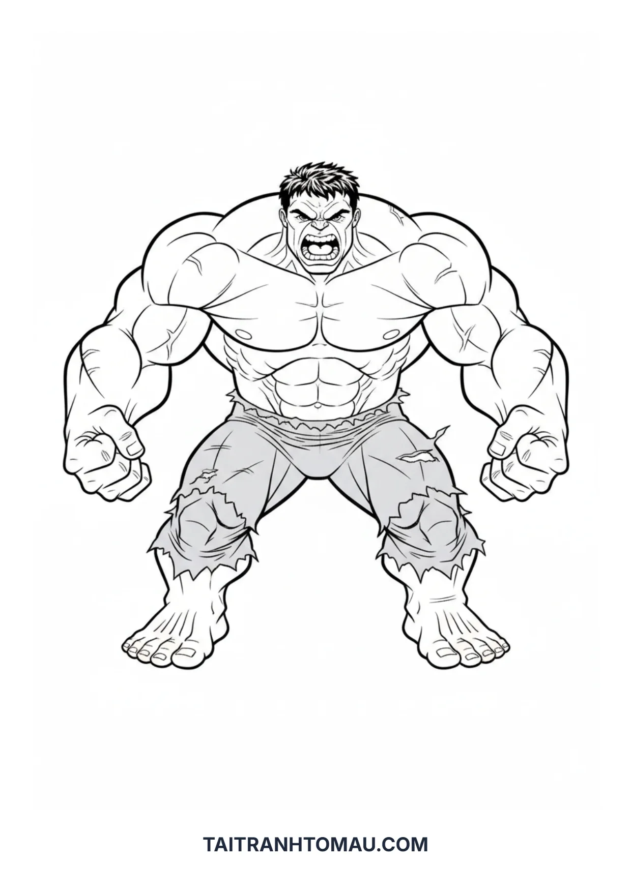 Người Khổng Lồ Xanh Hulk gầm thét Tranh tô màu Hulk khổng lồ xanh