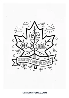 Tranh tô màu khẩu hiệu Go Green