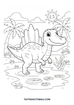 Tranh tô màu khủng long gai lưng Spinosaurus