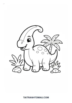 Tranh tô màu khủng long mào dài Parasaurolophus