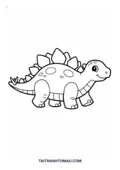 Tranh tô màu khủng long phiến sừng Stegosaurus ngộ nghĩnh