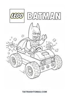 Tranh tô màu Lego Batman lái xe