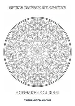 Tranh tô màu mandala mùa xuân