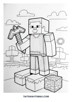 Tranh tô màu Minecraft Steve