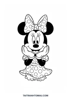 Tranh tô màu chuột Minnie dễ thương