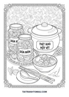 Tranh tô màu món ăn Tết