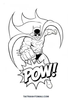 Tranh tô màu Người Dơi Batman Batman đấm mạnh dũng mãnh