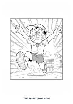 Tranh tô màu Nobita hậu đậu