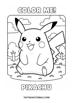 Tranh tô màu Pikachu cute
