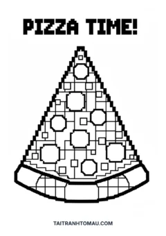 Tranh tô màu pixel art pixel art bánh pizza